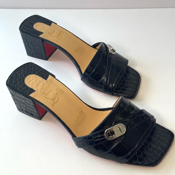 Christian Louboutin Lock Art 55 Mule Sandal Blue Size EU 40/US 10 - Picture 4 of 12